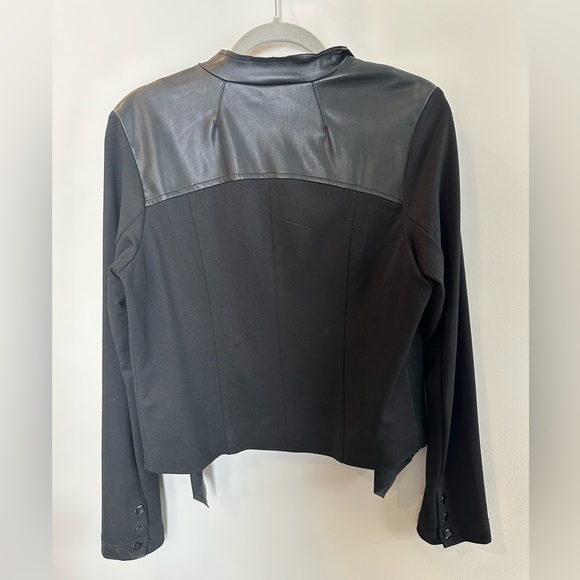 Kut from the Kloth Black Faux Leather Open Front Jacket Medium - Picture 2 of 4